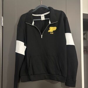 PINK Victoria's Secret Black and White Zip-Up Sweater